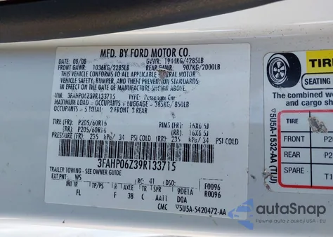 2009 Ford Fusion S z USA, uszkodzony, nr VIN 3FAHP06Z39R133715